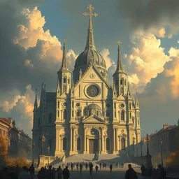 neo - catholic architecture and symbols by greg rutkowski, trending on artstation, favorites on deviantart, high quality art. artwork masterpieces, award winning