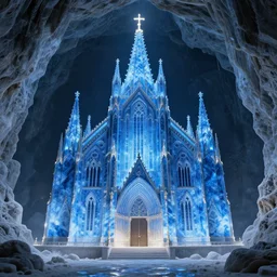 a blue marble glistening cathedral in a salt mine, artstationhq