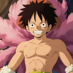 Luffy sun god nika form, close up shot, studio Ghibli, Pixar and Disney animation, sharp, Rendered Unreal Engine 5, film key art, Greg Rutkowski, Bloom, dramatic lighting