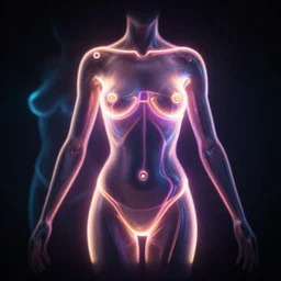 3 d neon art of a womens body, hyper - detailed