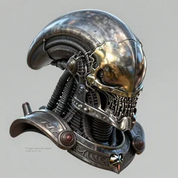 “H.r giger xenomorph imperial roman sci fi helmet, digital art”
