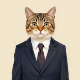 a cat wearing a suit, artwork by lori earley