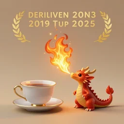 fire breathing dragon, the dragon is tiny and near a teacup, fantasy art, artstation, cozy, award winning, stunning drawing