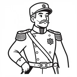 a spanish general from 1 8 2 0, line art, vector, svg, wlop, peyo, herge, mcbess, white background