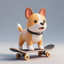 Dog on a skateboard , 3d render , octane render , 4k