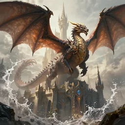 winged dragon looming over a fantasy castle, amazing masterclass portrait of the, hearthstone splash art, deiv calviz, splash art, natural light, elegant, intricate, fantasy, atmospheric lighting, by greg rutkowski, hearthstone splash art, hd wallpaper, ultra high details, cinematic composition, professional master piece made in one year
