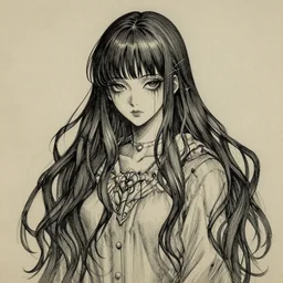 horror biologist princess. decal by award - winning mangaka, intricate details, heavily stylized, muted palette, ink sketch, b & w