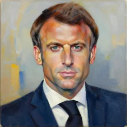 Emmanuel Macron painting Abstract art at Versailles