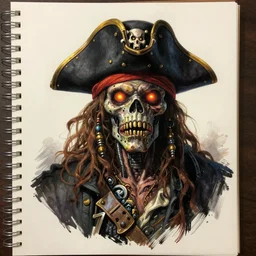 asset sheet, material study ( cartoon caricature ) zombie robot pirate captain by ( by mark ryden ) dark foreboding