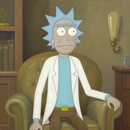 a rick and morty oil painting