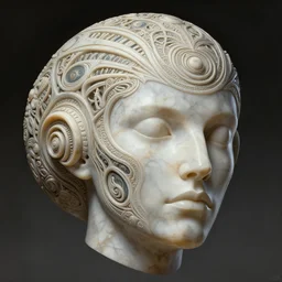 anthropomorphic spiral head in marble ufoorb jack black cybermancer, intricate, elegant, highly detailed face, wide angle, digital painting, artstation, concept art, sharp focus, illustration, art by artgerm, bob eggleton, stephen hickman, richard corben, wayne barlowe, greg rutkowski, alphonse mucha, 8 k