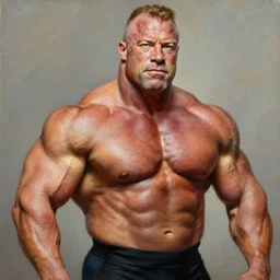an oil painting portrait of famous bodybuilder Ronnie Coleman