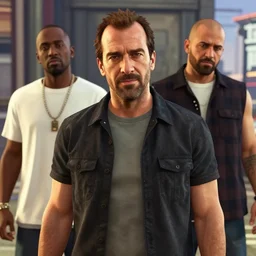 realistic still of jimmy mcgil from tv show better call saul as gay tony from gta iv, amazing details, 8 k, 8 5 mm, f. 1 4, beautiful composition