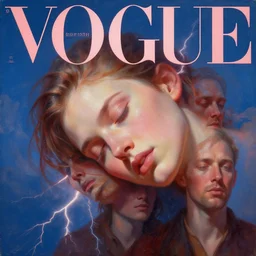 3 d, sci - fi, morning, sleepy fashion model face, sun, cinematic, lightning clouds, vogue cover style, light red and deep blue mood, realistic painting, intricate oil painting, high detail, figurative art, multiple exposure, poster art, 3 d, stanley kubrick, by tooth wu and wlop and beeple and greg rutkowski