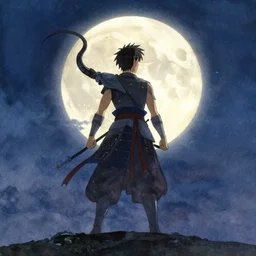 sukhothai in the full moon night, lighting from moonlight and torques, warlord stand alone, watercolor, volumetric lighting, art by makoto shinkai