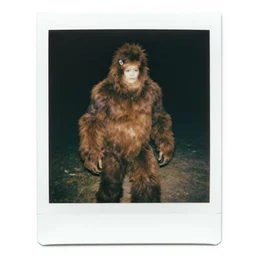 polaroid photo of bigfoot, female, barrette