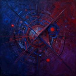 the incomprehensible. digital painting, vertical, intricate, beautiful, detailed, grunge, sharp focus, abstract art by kuvshino and el lissitzky and artgerm and kandinsky, trending on artstation. blue, dark red and dark purple color scheme, gradient darker to bottom