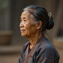 an intricate concept illustration of an old cambodian farmer woman side view, by wlop, artstation, cgsociety, hyper realistic, photorealistic, digital painting