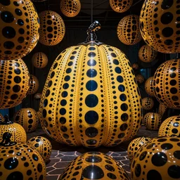 photorealism of HIV causes AIDS and interferes with the body's ability to fight infections. by Yayoi Kusama surreal detailed, high definition chaotic, micro details wide angle lens dark lighting