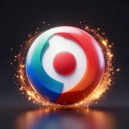 chrome orb surrounded by sparks, octane render, cinematic, dramatic lighting, beautiful cgi, redshift renderer, splash page, graphic design