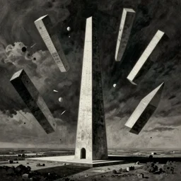 obelisks falling out of space, zdzislaw beksinski