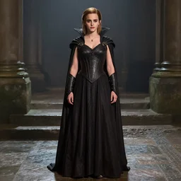 full body photo of Emma Watson as a vampire warrior