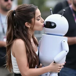 ariana grande kissing an android on public 4k photo