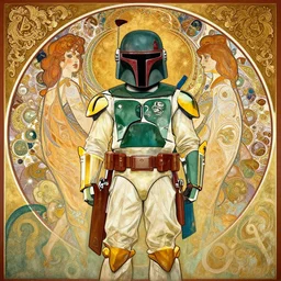 symmetry!! boba fett in the style of mucha