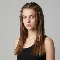A photo of a caucasian female model with cables instead of hair
