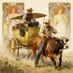 hyperrealist portrait of a cowboy roping a steer coach by jeremy mann and alphonse mucha, fantasy art, photo realistic, dynamic lighting, artstation, poster, volumetric lighting, very detailed faces, 4 k, award winning