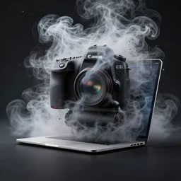 a photo portrait of a macbook disintegrating in smoke particles, cinematic photography, smoke rising like clouds, photorealism, canon 5 d, 5 0 mm lens, super resolution, cgi, volumetric lighting & shadows, hyper detailed, 8 k, unreal engine,