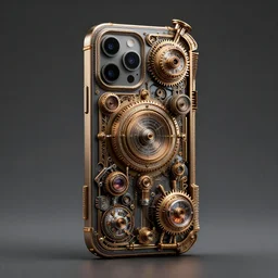 a steampunk! iphone, extremely detailed, highly intricate, product photography, studio lighting