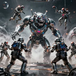 VFX movie of futuristic cybernetic beast monsters fighting space marines lunging by Emmanuel Lubezki