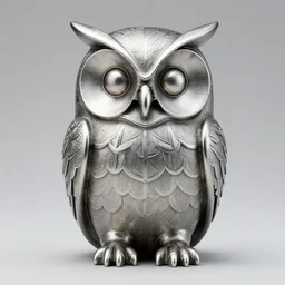 symmetrical detailed sculpture of an owl, made of Palladium