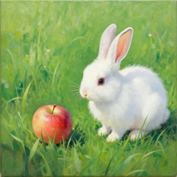 a beautiful painting the rabbit saw an apple in the grass, by zhangda qian by kusama yayoi painting lumion render