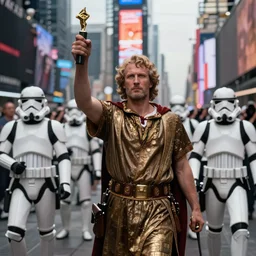 the battle of the assassination of julius caesar in time square by the starwars stromtroopers, white, roit, in the style of vincenzo camuccini, hyperrealism, cinematic, bokeh