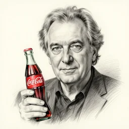 sketch portrait of slavoj zizek with a coca cola bottle, artistic pencil drawing, detailed, award - winning, trending on artstation