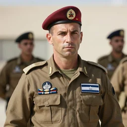 clancy brown wearing a high ranking officers israeli defense force uniform with a red barret on his head