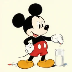 mickey mouse on illegal drugs. walt disney original art.