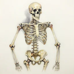 anatomically incorrect, vaguely - protracted faux - painterly skeletons drawn with a crayon
