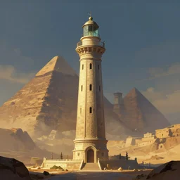 fantastic utopian lighthouse of alexandria by ralph horsley, rossdraws, matte painting, stylized background, cinematic lighting, maya, pixar, unreal engine, artstation