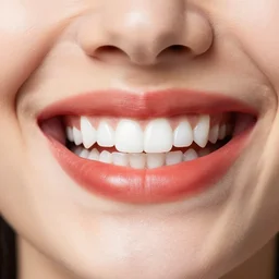 a mouth with a lot of white teeth. it is a colgate smile. the smile is charming. a smile built for tv. award winning colgate smile.