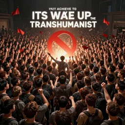 its time for the masses to wake up before they achieve the trans-humanist nightmare, communist propaganda poster style, 8K HD