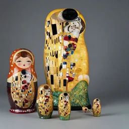 aligned xenomorph nesting dolls, by h. r. giger and gustave klimt.