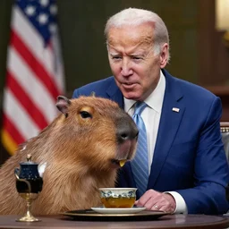 joe Biden eating a capybara tea footage