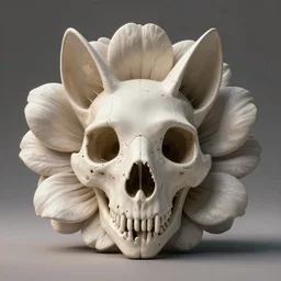 3D Render of a flower cat skull, cyberpunk, artstation