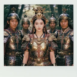 matte close - up portrait of beautiful and smart tai warlords who assemble in the forest backlighting, ethnic costume, bronze armored, traditional decoration, elegant, loin cloth, highly detailed, 8 k, cinematic lighting, global illumination, ornate, super detailed, faded color polaroid, a colorized photo, colorized, # film, movie still
