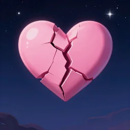 cracked pink hearts on the starry night sky | landscape | trending on artstation