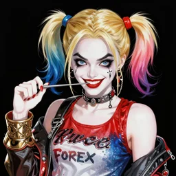 harley quinn in bruce timm art style, elaborate, intricate, animated
