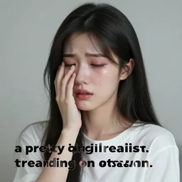 “a pretty girl crying, realism, trending on artstation”